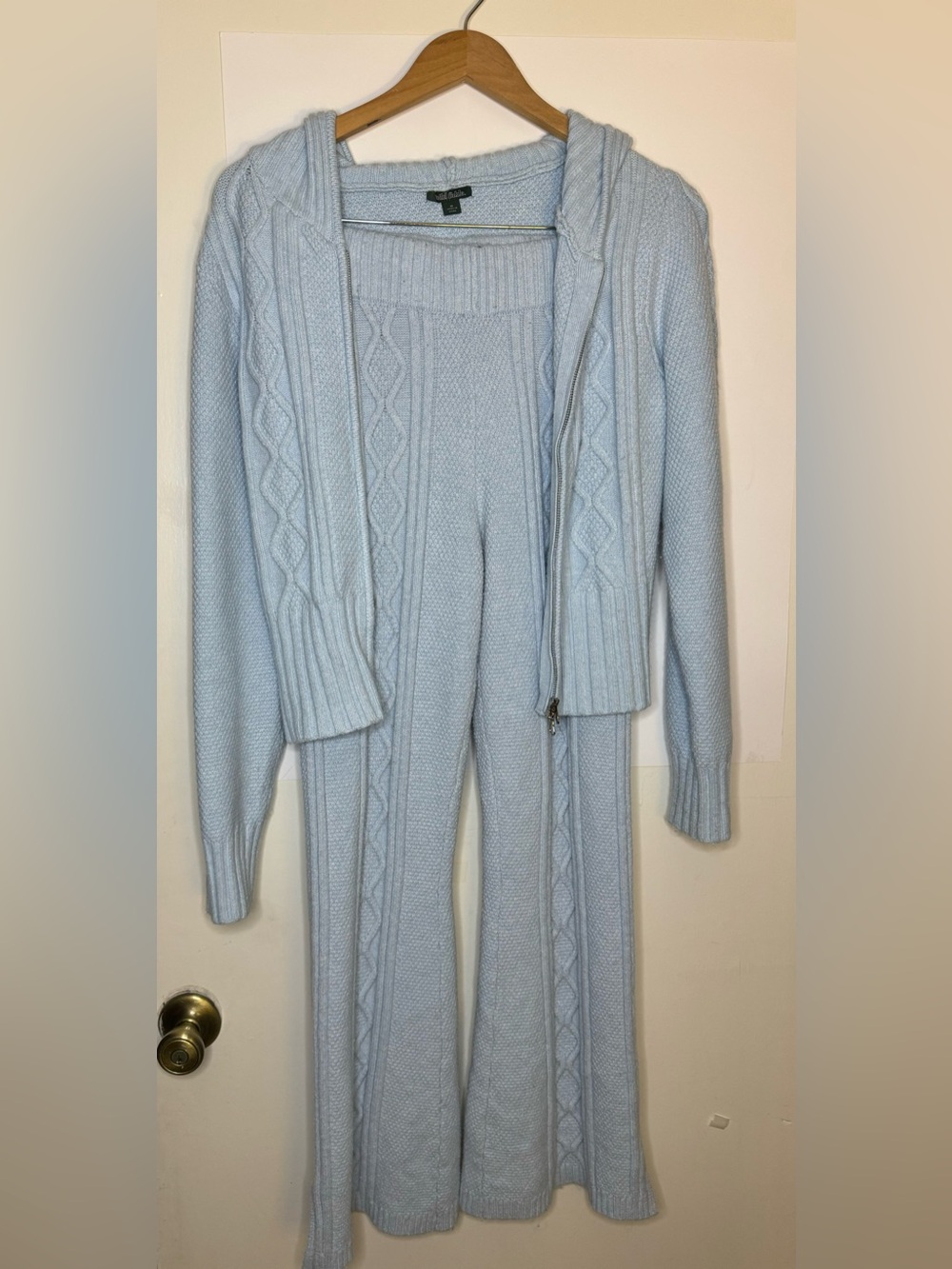 Light Blue Cable Knit Sweater Set